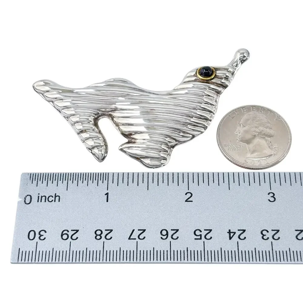 Vintage Mexico Taxco Sterling Silver 925 Onyx Seal Brooch